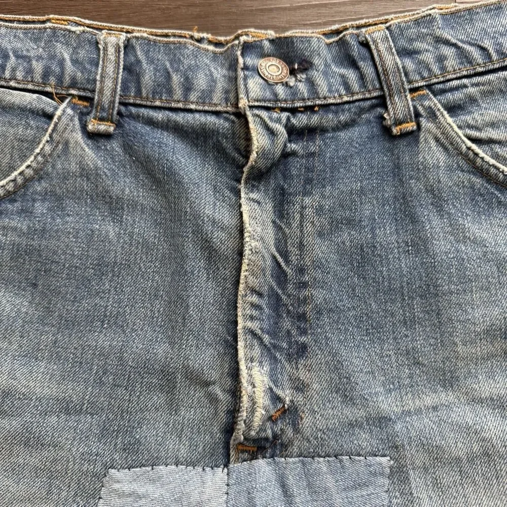 Vintage Levis Big E Jeans Shorts Mens 34 Blue Denim Orange‎ Tab Cut Off Jorts 6